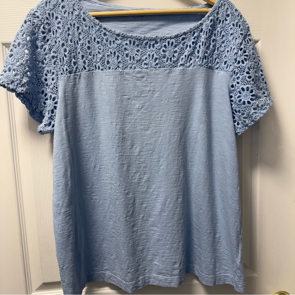 Coldwater Creek Blue Embellished Boxy Blouse